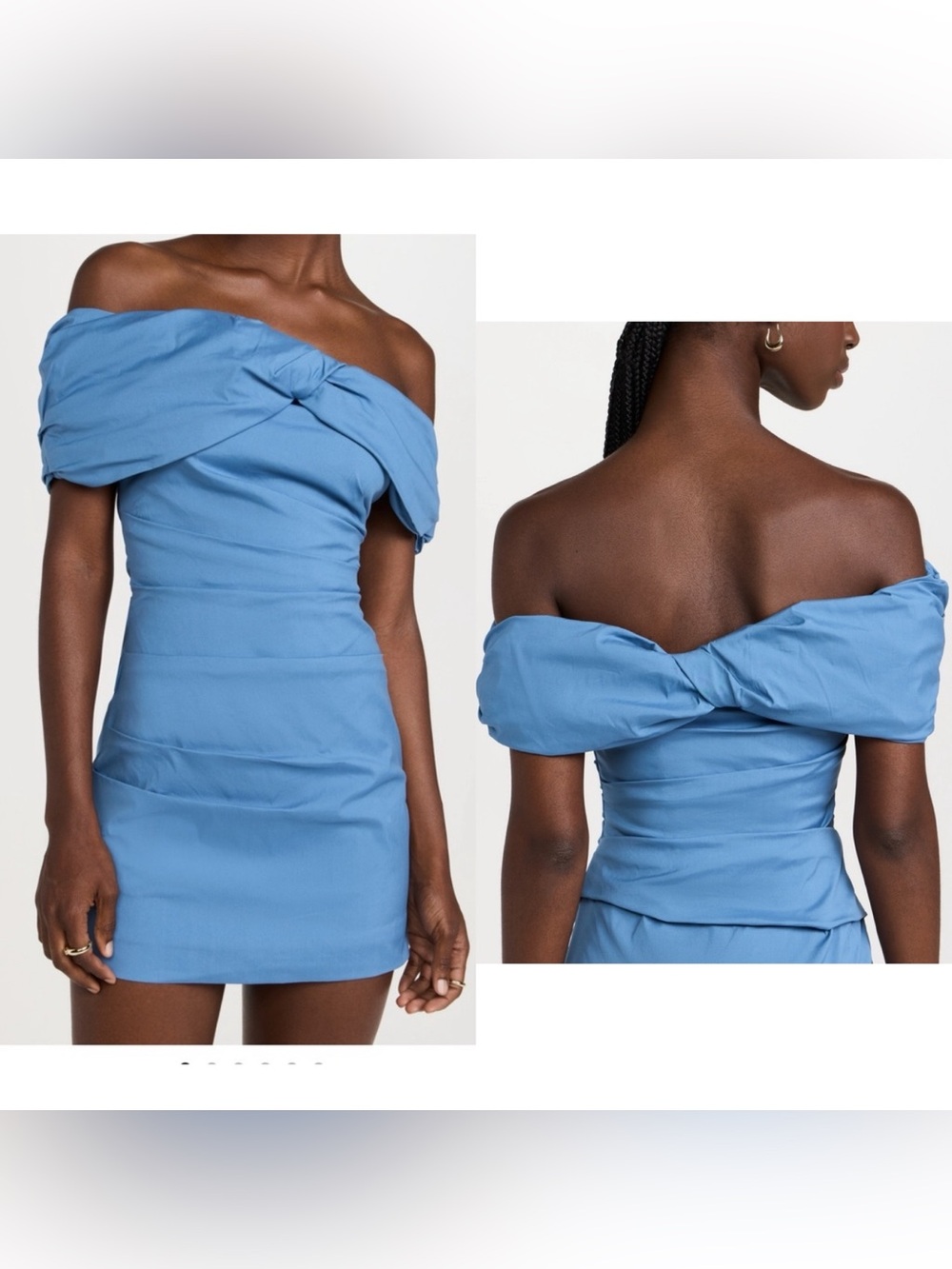 SIR. Jones Off The Shoulder Mini Dress Washed Blue Womens US Size 4 NEW